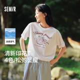 森马（Semir）短袖t恤女中长款清爽海洋精灵印花25夏凉感抗菌上衣109325100031