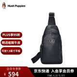 暇步士（Hush Puppies）男士胸包真皮斜挎包新款植鞣皮户外通勤上班出差运动单间背包 黑色真皮HA-1811381W-5723
