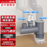 潜水艇（Submarine）菜盆水槽下水管多通接头洗碗机净水器三通四通五通前置净水多功能 菜盆下水3/4通接头+75管密封圈