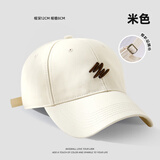 目丸大头围帽子男士潮流棒球帽男纯色情侣韩弯檐显脸小鸭舌帽男帽子女 10#米色-刺绣款 均码 大码(60-65cm)可调节