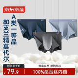 京东京造【100%真丝裆】80支兰精莫代尔男士内裤男大码平角 组合一 L