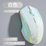 剑圣一族无线蓝牙鼠标游戏鼠标电竞鼠标电量显示无线RGB/2.4G/蓝牙三模连接竞技FPS吃鸡宏cf送男友礼物M800 旗舰版7键-双模-2400DPI-RGB灯-裂纹白