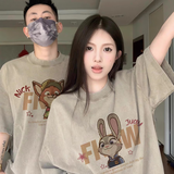 love legend尼克朱迪情侣装夏季短袖t恤上衣两件套装班服定制学生半袖衣服 灰绿色+灰绿色 M 男+S女