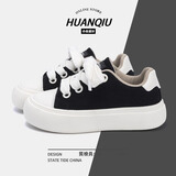 环球黑色帆布鞋男鞋秋冬季2025新款厚底增高休闲运动板鞋男情侣小白鞋