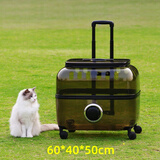 宠天使猫包外出便携宠物拉杆箱猫咪太空舱宠物推车狗狗透明大容量猫书包 K75茶色避光带风扇-猫35斤狗25斤