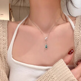 尹木夕绿玉髓葫芦纯银项链女款天然蓝水新中式玉石吊坠送女友生日礼物 925银葫芦翡翠项链L2554