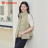 坦博尔羽绒服马甲女立领宽松外搭短款羽绒背心外套TD236006 奶茶棕 165