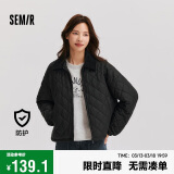 森马（Semir）棉服女灯芯绒翻领菱形格复古2024冬三防宽松轻薄棉衣109724112007