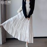 自由系白色蛋糕裙女夏季2026新款高腰长款a字半身裙气质温柔宽松蓬蓬裙