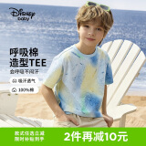 迪士尼（DISNEY）童装儿童男童棉质短袖T恤吸湿排汗亲肤软上衣24夏DB421BE19彩130