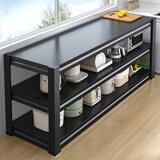 永亿达厨房置物架落地加厚不锈碳钢烤箱锅架收纳架多层储物用具货架子 三层-高80【加厚黑色】 长150宽50