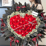 百花馆鲜花同城配送小时达玫瑰花满天星洋桔梗真花束生日礼物女友成人礼 【挚爱偏宠】33朵红玫|dys23