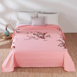 民光床单单件纯棉印花老款上海丝光全棉被单怀旧国民老式床单 燕双飞/桔 225cm*245cm （配1.5m或1.8m床）