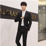 春秋季黑色西装套装伴郎服男西服兄弟团衣服结婚礼服正装高中大学 单扣 黑色单西装外套 L (108-120斤)