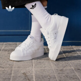 adidas NIZZA PLATFORM厚底增高运动帆布鞋女子阿迪达斯三叶草 白 37