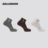 萨洛蒙（Salomon）男女款 户外运动休闲透气舒适短袜子 EVERYDAY ANKLE 3-PACK 银灰云 C26348 M