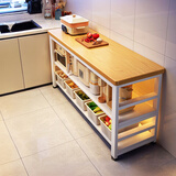 立太厨房置物架落地多功能切菜桌子工作台多层微波炉锅具收纳架窄边柜 【98%人推荐】三层长80宽25高80 【加厚30mm台面】台面可剁骨