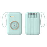 正品卡通充电宝20000毫安自带线可上飞机迷你便携随身移动电源 绿色【自带线+LED灯+智能显示】 5000毫安