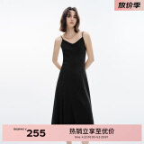 伊芙丽（eifini）伊芙丽分割显瘦高级感气质百搭吊带裙2024秋装新款简约茶歇裙子 黑色 M 106-118斤