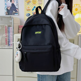 威纳登书包女小学初高中生电脑包校园百搭少女背包轻便简约日系双肩包 新款黑色（不带挂件）