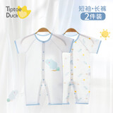 翘脚鸭婴儿衣服新生儿夏季薄款连体衣A类纯棉满月宝宝夏天爬爬服睡衣