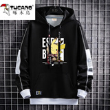 啄木鸟（TUCANO）连帽卫衣男士春秋款潮流百搭打底长袖上衣服情侣套头衫青少年男装 8317黑色春款 2XL （135斤左右）