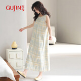 古今（GUJIN）春夏新品纯棉睡裙夏季薄款睡衣女外穿家居服无袖文艺背心连衣裙