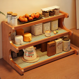 霓峰桌面收纳架置物架餐桌台面工位茶杯水杯咖啡杯茶具桌上零食分层架 3层30-普通塑藤款