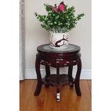 巧素实木花架中式客厅绿萝木质花盆办公室盆景架子电视柜两边的架子 圆形 面30厘米*高30厘米1个