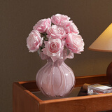 范爷家轻奢高级琉璃花瓶摆件客厅插花粉色玻璃插花器高端餐桌玄关装饰