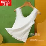 红豆（Hodo）背心女柔棉蕾丝V领百搭露脐背心竖条纹透气内搭 气质白160
