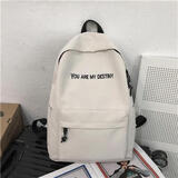 橙央书包女韩版宿ulzzang高中学生背包男ins初中生大学生百搭双肩包 白色大号不要挂件