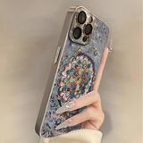 巴蒂尼 敦煌莲花适用苹果17promax手机壳电镀小羊皮iphone16pro彩绘新款15小众复古风14简约13全包防摔 电镀银小羊皮-敦煌莲花-磨砂亲肤手感 iPhone 13 Pro Max