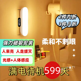 小米有品小米奇同款感应小夜灯智能起夜橱柜小礼物LED卧室氛围床头灯充电 条形灯-人感光感 6000K白光12cm 多买多优惠