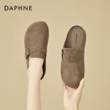 达芙妮半拖鞋女包头复古百搭软底一脚蹬懒人休闲勃肯鞋女鞋 灰色  37 