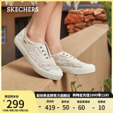 Skechers斯凯奇系列女士一脚蹬休闲鞋蕾丝透气女鞋 113821 OFWT乳白色 35 