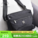 圣大保罗单肩包男士斜挎包休闲牛津布包大容量商务多功能轻便男包时尚出游 标准横款黑色【可放9.7寸IPAD】