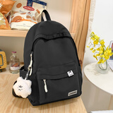 IROYA书包女高颜值休闲百搭初高中大学生双肩包大容量日系简约背包 黑色（不带挂件）