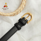 稻草人女士皮带复古文艺简约百搭韩国腰带女酷ins风裤带学生2023新款 黑色 95cm