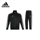 阿迪达斯 （adidas）运动套装男春季外套长裤两件套跑步运动套装 黑白（直筒裤） S 
