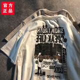 昌祥回力100%纯棉港风夏季原创短袖t恤男学生宽松潮流百搭ins情侣休闲半袖 白色油画墙 100%纯棉 L