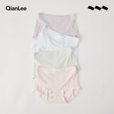 QIANLEE新疆长绒棉内裤女士纯棉裆抗菌透气女生短裤高腰包臀大码胖mm底裤 浅粉+嫩芽绿+婴儿蓝+莲紫 XL