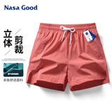 NASA GOOD短裤男士夏季纯色百搭潮流运动薄款透气弹力宽松三分裤子 瓜红XL