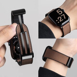 iboann适用iQOO WATCH GT表带疯马皮纹vivowatchgt手表腕带磁吸新款折叠扣皮带运动男女生替换配件