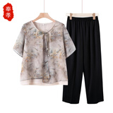 奉孝妈妈装夏装2025新款套装50-60岁洋气中老年女装衣服大码女士夏季