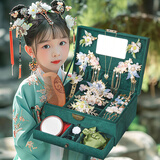 赟娅儿童首饰盒套装公主发饰礼盒女孩子过家家玩具7-14岁女孩生日礼物 【玲珑琉璃】古风发饰中配16件套