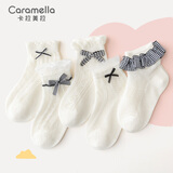 caramella26年春夏季女童袜薄款网眼透气棉质短袜学院风童袜花边宝宝婴儿袜