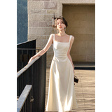 佐叙白色吊带连衣裙女2026新品夏季薄款微透海边度假风中长款裙子女装 白色宽式吊带连衣裙 当/次日达 M （90-110斤）