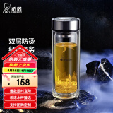 希诺（HEENOOR） 双层玻璃杯男士办公高档送礼礼盒泡茶滤网耐高温大容量商务水杯 经典-适中适量 345ml
