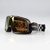 CYCKING摩托车风镜复古哈雷头盔护目镜机车挡风眼镜越野骑行防风沙紫外线 黑格风镜+彩镜镜片 均码（可调节松紧带）